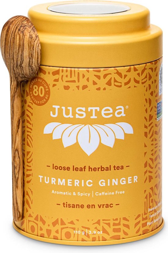 Justea Turmeric Ginger in blik