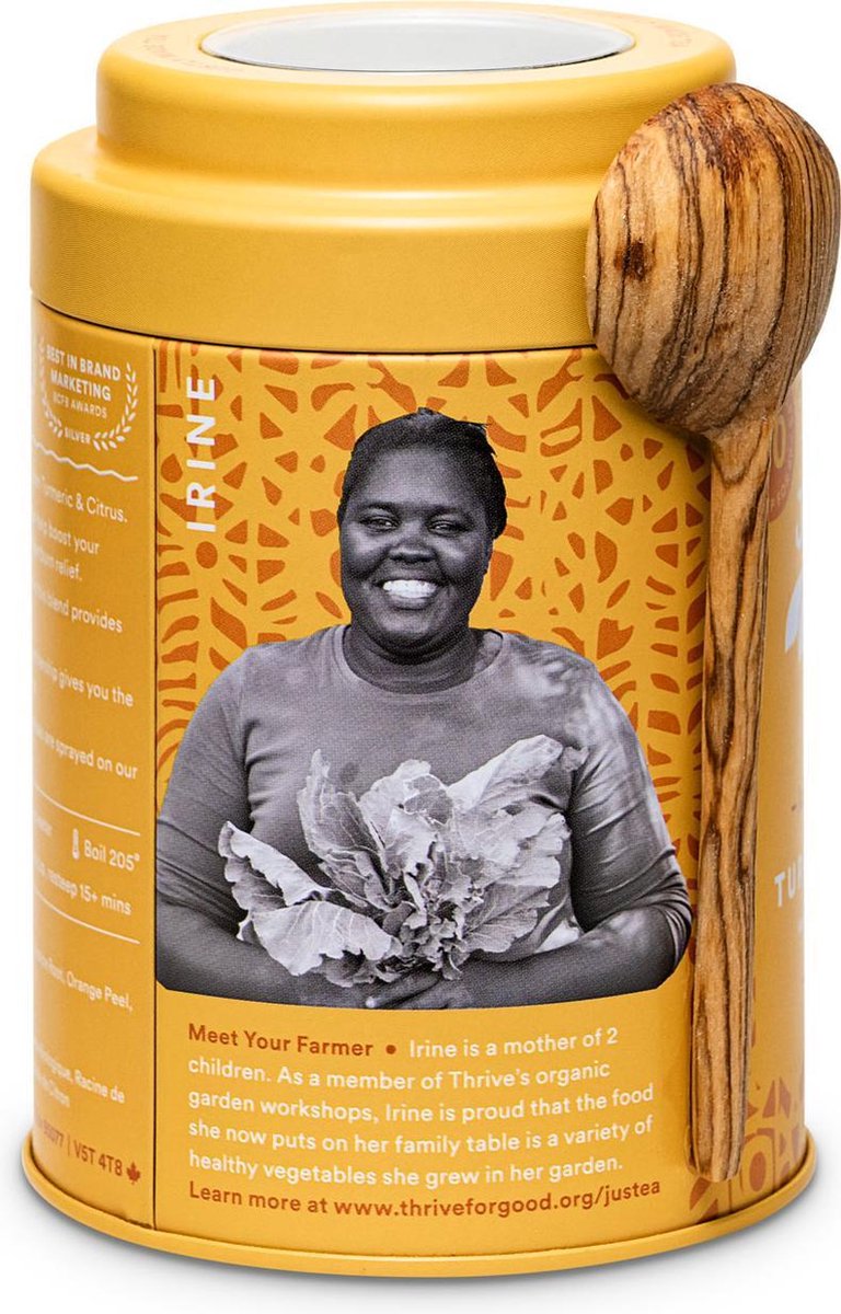 Justea Turmeric Ginger in blik